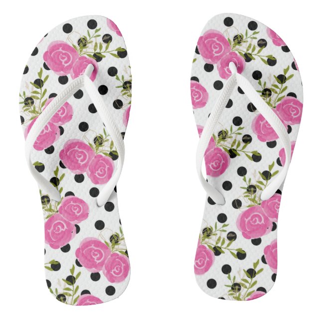 Tongs Sandales à fleurs roses à pois (Semelle)