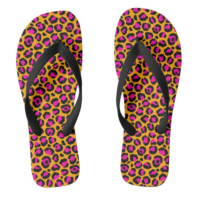 Tongs Sandales à imprimé guépard rose et orange (Semelle)