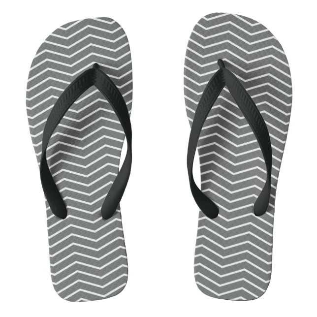 Tongs Sandales à motif ondulé zigzag gris blanc (Semelle)