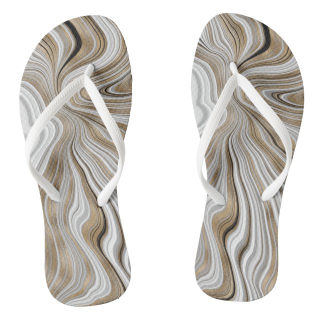 Tongs Sandales à semelles compensées en marbre blanc ave (Semelle)