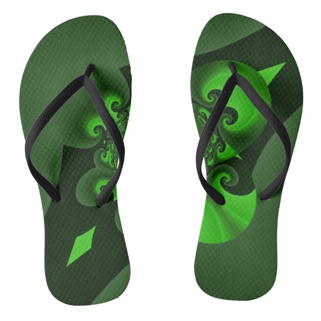 Tongs Sandales à vague en spirale vert foncé et lime (Semelle)