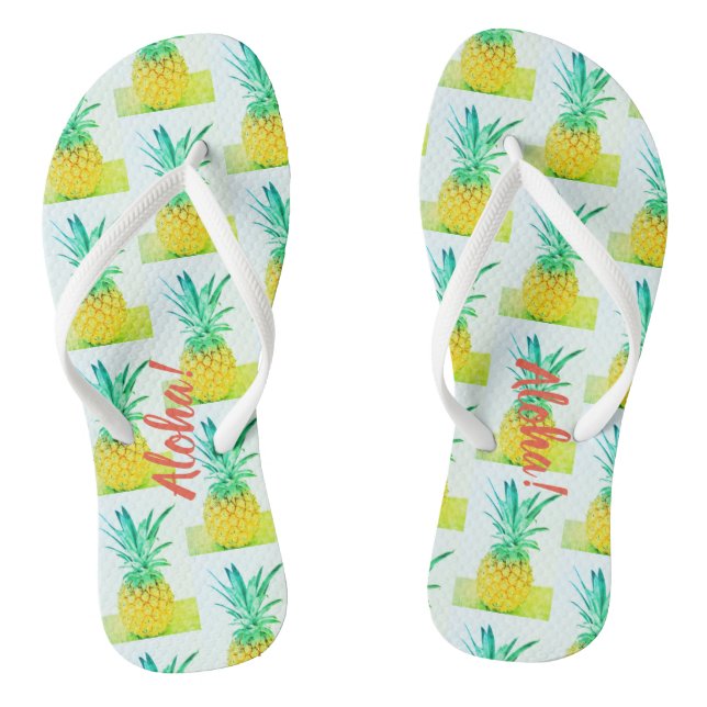 Tongs Sandales Aloha Ananas Vert Jaune (Semelle)