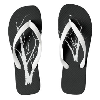 Tongs Sandales d'arbre d'automne Noir et blanc