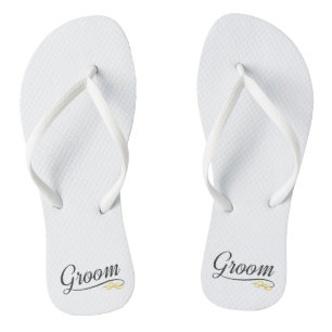 Tongs Sandales de mariage florales calligraphiées Simple