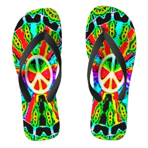 Tongs Sandales de roue psychédélique pour la paix