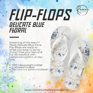 Tongs Sandales délicates à motif floral bleu