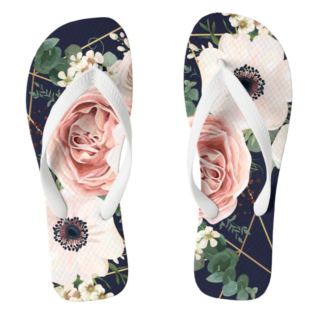 Tongs Sandales Flipflop personnalisées Marine géométriqu (Semelle)