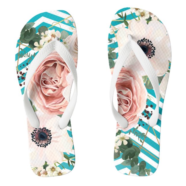 Tongs Sandales Flipflop personnalisées Rose géométrique  (Semelle)