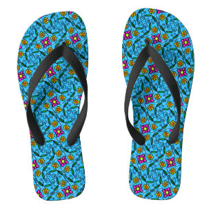 Tongs Sandales Florales Abstraites