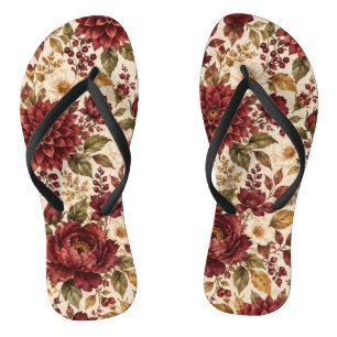 Tongs Sandales plates pour femmes Fleurs d'Automne de Bo