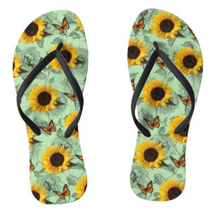 Tongs Sandales tournesol papillon