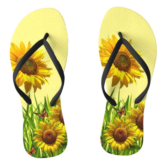 Tongs Sandales tournesol papillon jaune (Semelle)