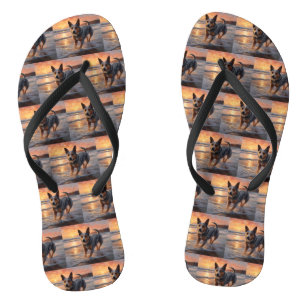 Tongs Sandy Paws chien de bétail australien sur la plage