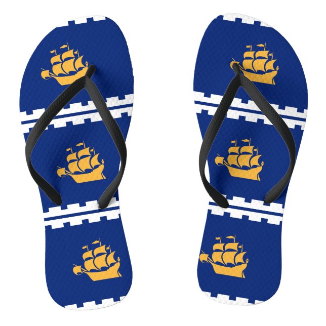 Tongs Sangles fines pour adultes avec drapeau de Québec (Semelle)