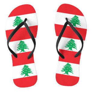 Tongs Sangles fines pour adultes avec drapeau du Liban