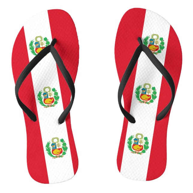 Tongs Sangles fines pour adultes avec drapeau du Pérou (Semelle)
