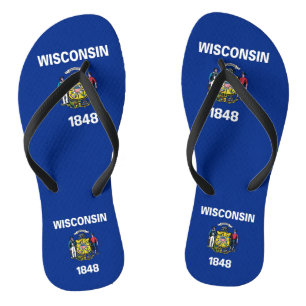 Tongs Sangles fines pour adultes avec le drapeau du Wisc