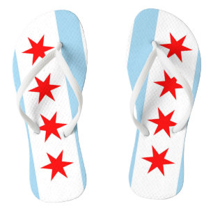 Tongs Sangles minces adultes avec Drapeau de Chicago, US