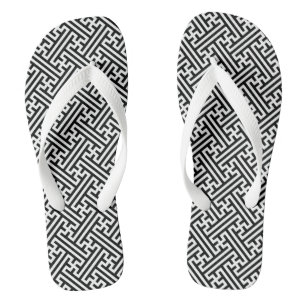 Tongs Sayagata motif, japonais, noir et blanc