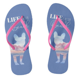 Tongs Scène de plage moderne avec Bouledogue Français