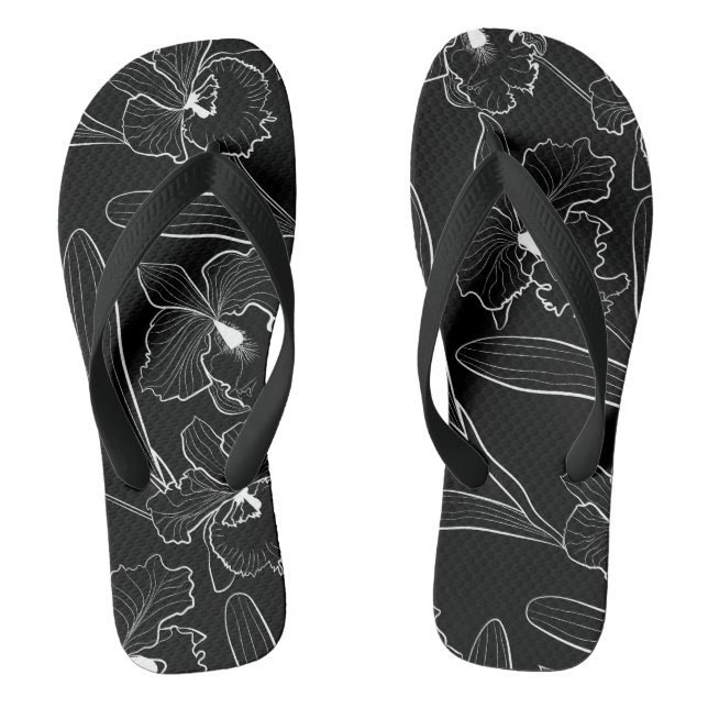 Tongs Seamless sketched orchid cattleya flowers tropical (Semelle)