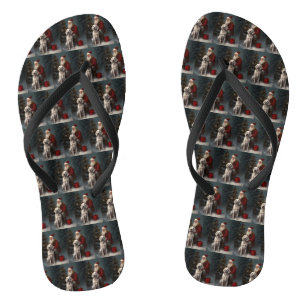 Tongs Setter anglais avec Noël Festif du Père Noël