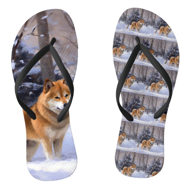 Tongs Shiba Inu Laissez Neige Noël (Semelle)