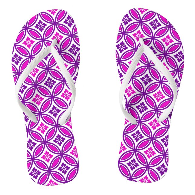 Tongs Shippo avec Motif Fleur, Orchidée et violet profon (Semelle)