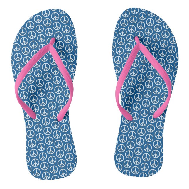 Tongs Signes de paix rétro sur le bleu profond (Semelle)