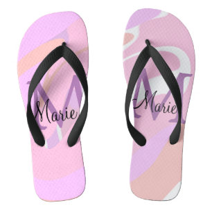 Tongs simple minimal ajouter nom monogramme rose rouge a