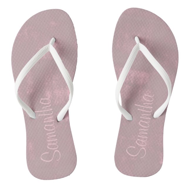 Tongs Simple rose Grey Mallow Abstrait Votre nom (Semelle)
