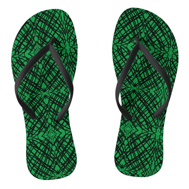 Tongs Simple Scribble | Carreaux miroir | Vert | (Semelle)