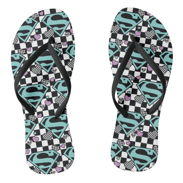 Tongs Skater Girl Supergirl Coeurs S-Shield (Semelle)