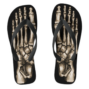 Tongs Skeleton Pieds Drôle Os Pieds Éffrayants Noir
