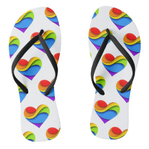 Tongs SlipperyJoe's cœur en forme de cœur arc-en-ciel ro