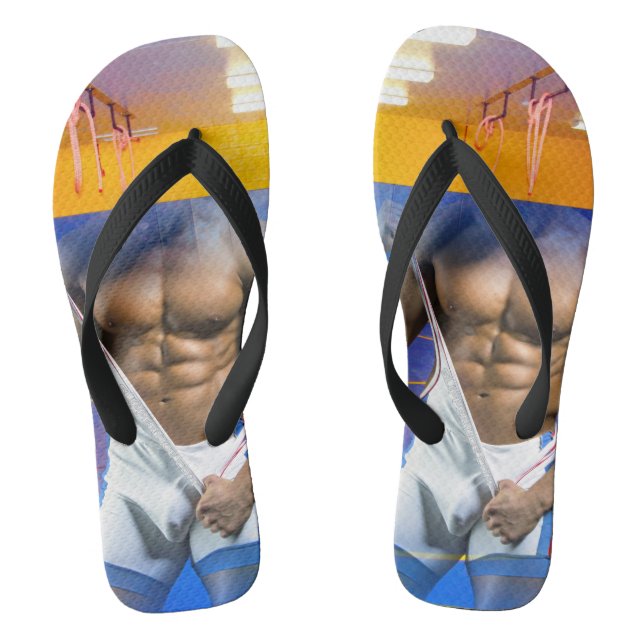 Tongs SlipperyJoe's homme musclé gonflement six-pack sal (Semelle)
