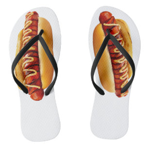 Tongs SlipperyJoe's hot dog niché doucement pain jaune v