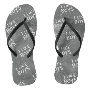 Tongs SlipperyJoe's J'aime les garçons tableau noir sale