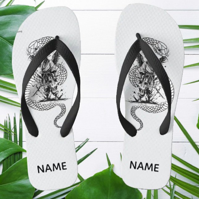 Tongs Snake Skull Flip-Flops – Gothic Tattoo Style Shoes (Créateur téléchargé)