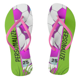 Tongs Soccer rose personnalisé