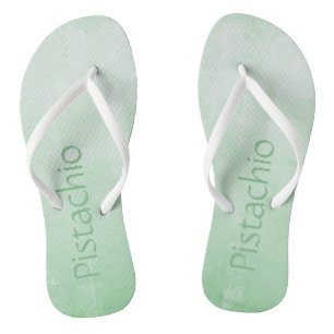 Tongs Soft Grey Pistachio ombre abstrait Votre nom