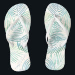 Tongs Soirée nuptiale de mariage de Sable et Palms Beach<br><div class="desc">Branches de palmiers d'aquarelle et un lavabo sablonneux aux accents bleus de la plage. Un design moderne, élégant et aéré. Super équipement pour votre fête de mariée. Ils peuvent se déchausser et danser la nuit. Les mettre dans le joli sac fourre-tout de la collection. Ils les utiliseront encore et encore....</div>