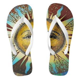 Tongs Soleil Dieu Soleil visage chaussons été