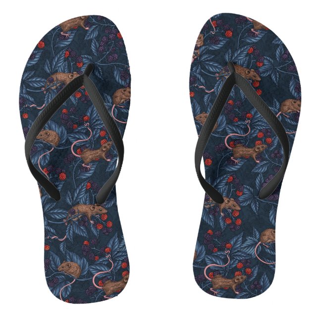 Tongs Souris et mûres sur la marine (Semelle)