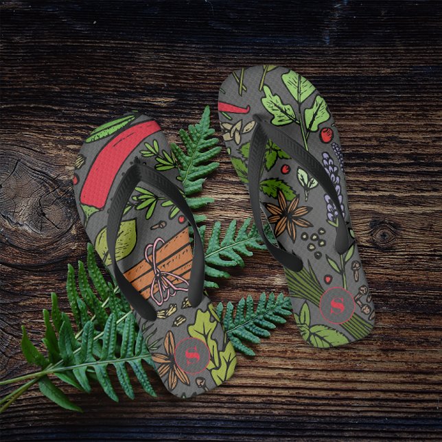 Tongs Spices motif nom personnalisé gris (Créateur téléchargé)