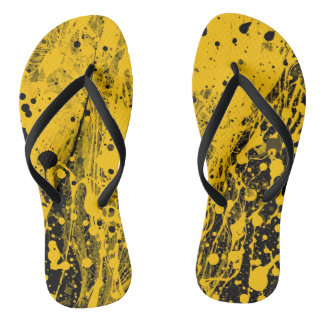 Tongs splash peinture noir et jaune