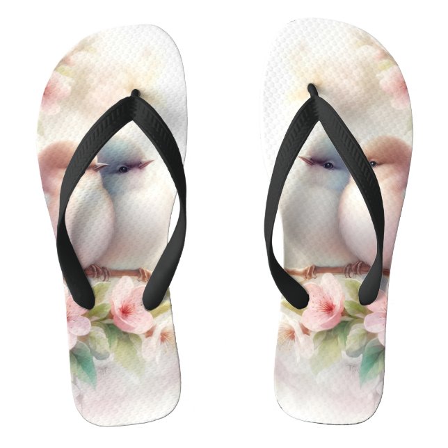 Tongs Spring Love Birds Cherry Blossom Floral (Semelle)