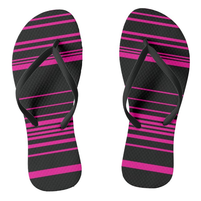 Tongs Stripes complexes - Magenta et Noir (Semelle)