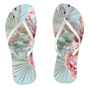 Tongs Style moderne Flamingo motif bleu joli girly