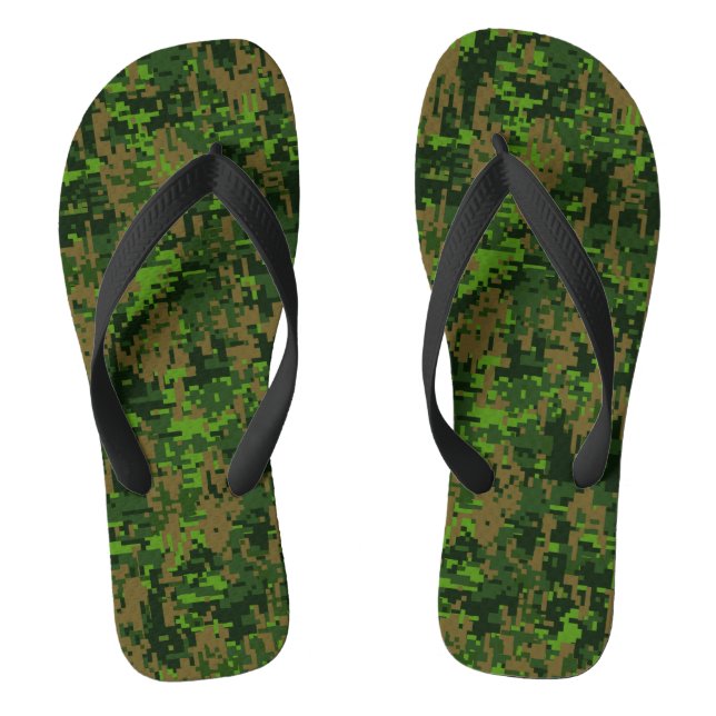 Tongs Style Woodland Camouflage vert numérique Accent (Semelle)